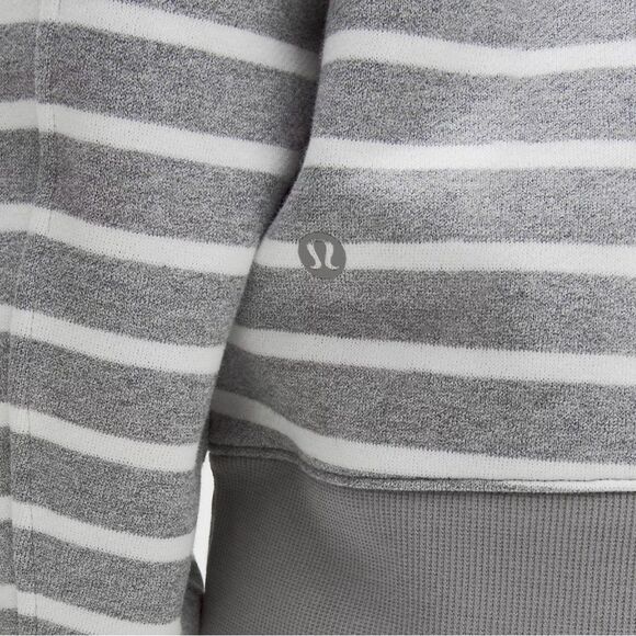 Lululemon Gray White Stripe Perfectly Oversized Pullover Sweatshirt. Small. NEW - Picture 4 of 10